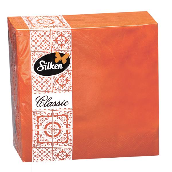 Серветки паперові Classic Помаранчеві TM Silken 2 шар 50 шт -розмір 33*33 см